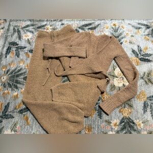 SKIMS Cozy Knit Set - Caramel Pants & Long Sleeve Wrap Top